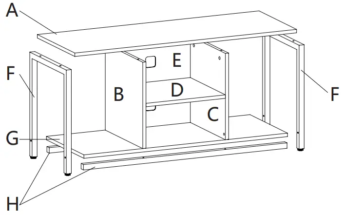JAXPETY HG61M0931 Retro Solid Wood and Metal TV Shelf Stand - Figure 3