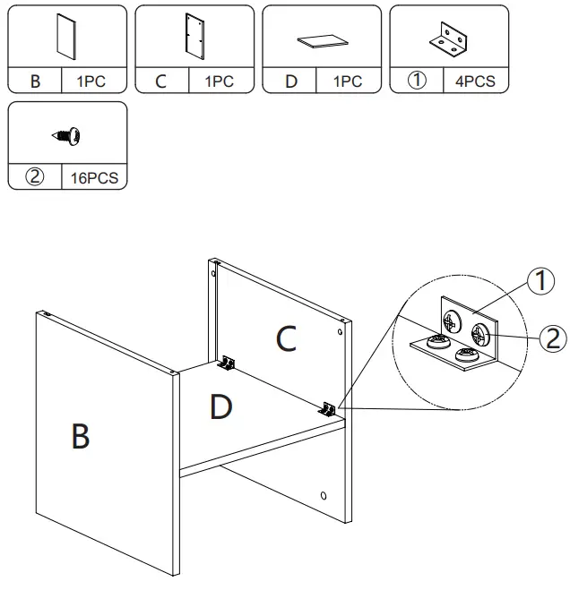 JAXPETY HG61M0931 Retro Solid Wood and Metal TV Shelf Stand - PRODUCT ASSEMBL 1