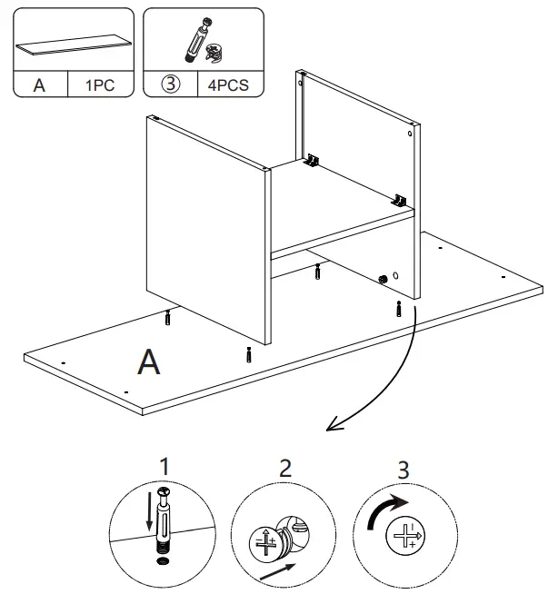 JAXPETY HG61M0931 Retro Solid Wood and Metal TV Shelf Stand - PRODUCT ASSEMBL 2