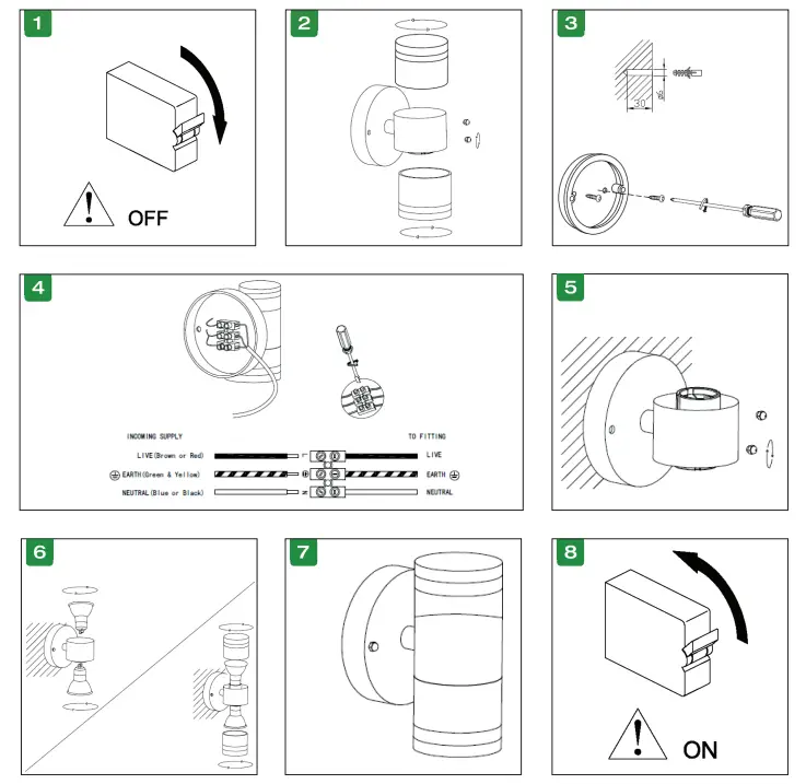 4lite 4L2-3001 Marinus Outdoor IP44 Wall Light Stainless Steel 1