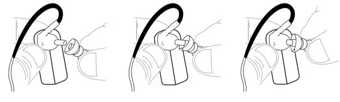 MEELECTRONICS X6 Bluetooth Wireless Sports Earphones - Install ear tips as shown