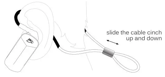 MEELECTRONICS X6 Bluetooth Wireless Sports Earphones - sliding cable cinch