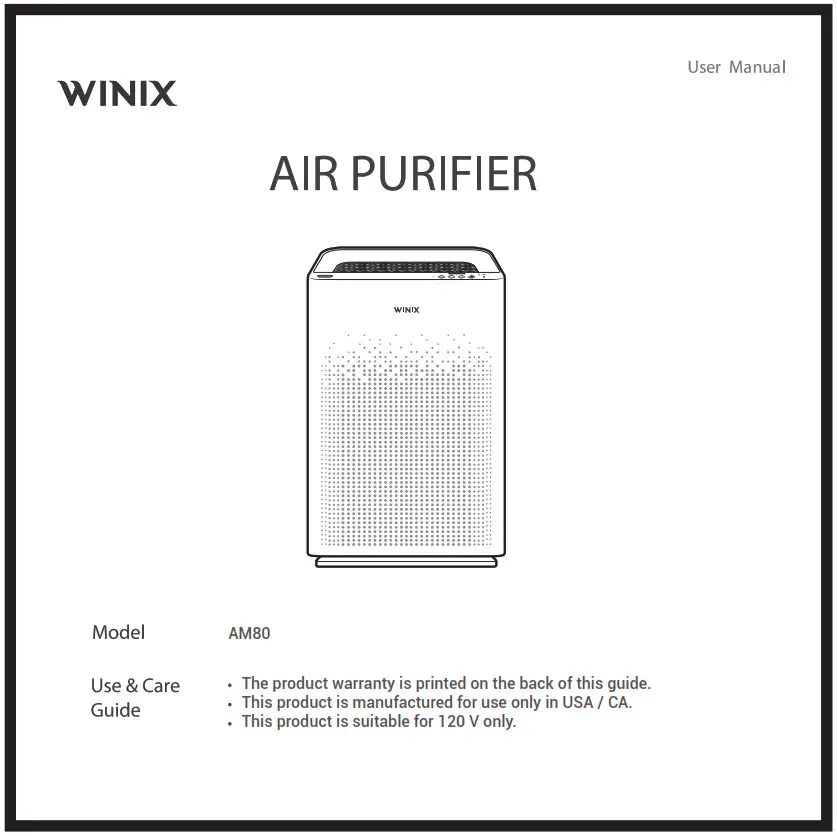 WINIX AM80 Air Purifier -- User Manu