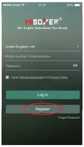 MiBOXER 2.4 GHz Gateway WL Box1 - Register MiBoxer Account