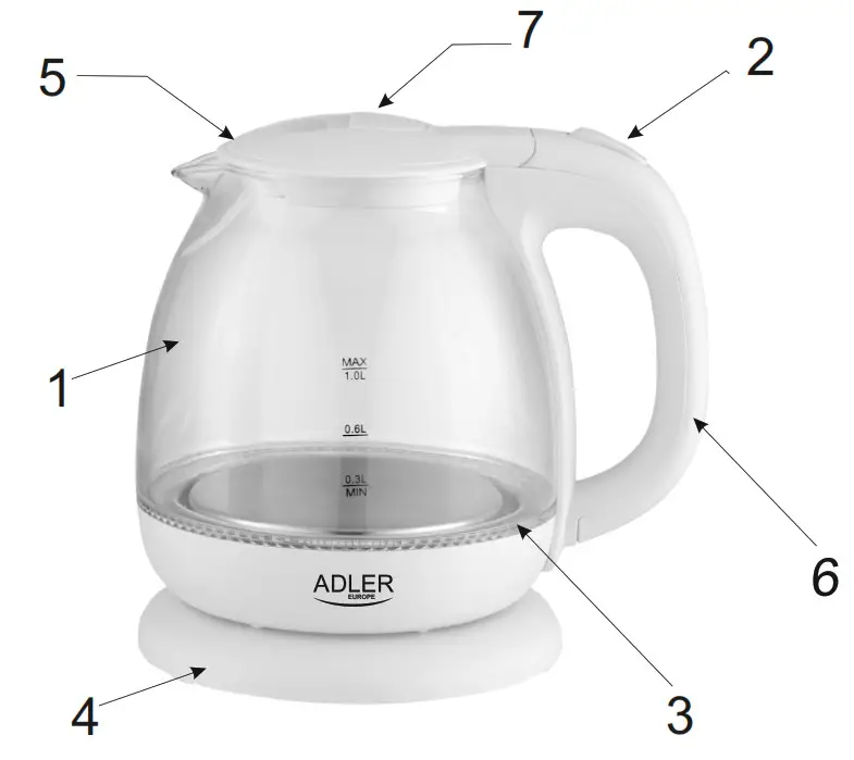 ADLER AD1283 Electric Glass Kettle- Overview