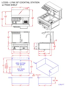 LYNX LCS30 Built-In Cocktail Station - DIMENSIONS