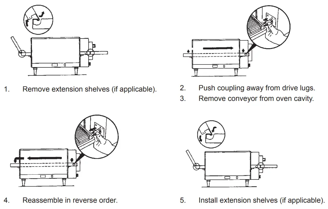 LINCOLN Digital Countertop Impinger Conveyor Oven Series 2500Digital-CONVEYOR REMOVAL