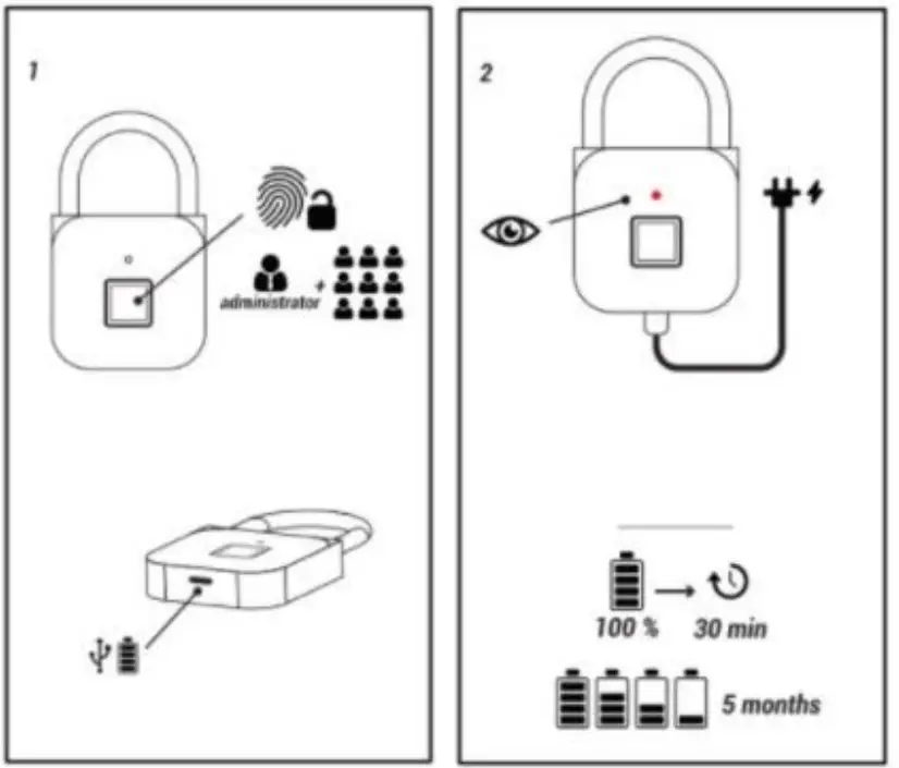 Locks 8582605 Smart Fingerprint Padlock - fig