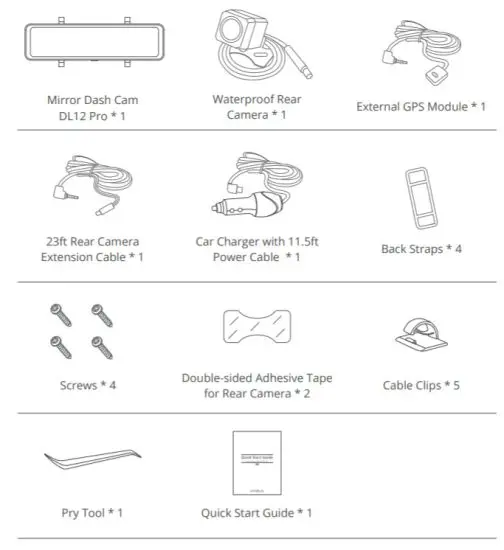 KingSlim DL12 Pro Dash Cam - WHAT'S IN THE BOX