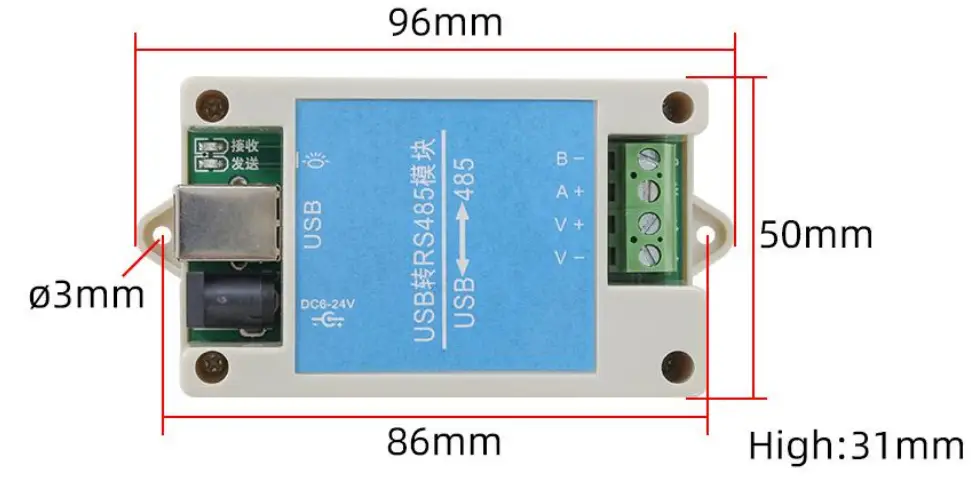 SONBEST SU9101B USB to RS485 Converter - Product Size
