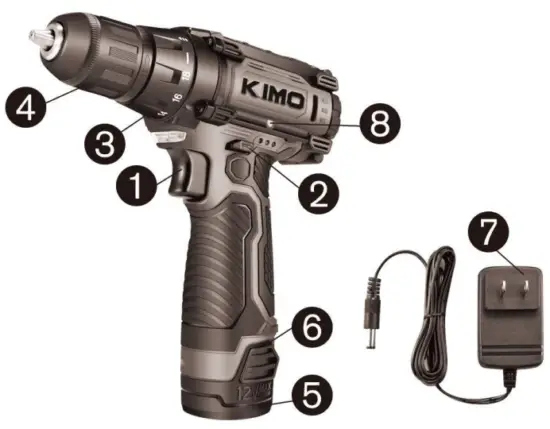 KIMO 1005A 12V Max Cordless Adjustable Clutch Drill - 1