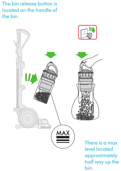 dyson cordless vacuum cleaner - bin