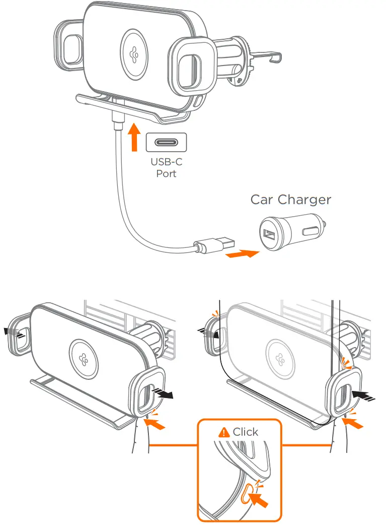 spigen GTS12W OneTap SmartLock Noiseless Wireless Car Charger - Charging