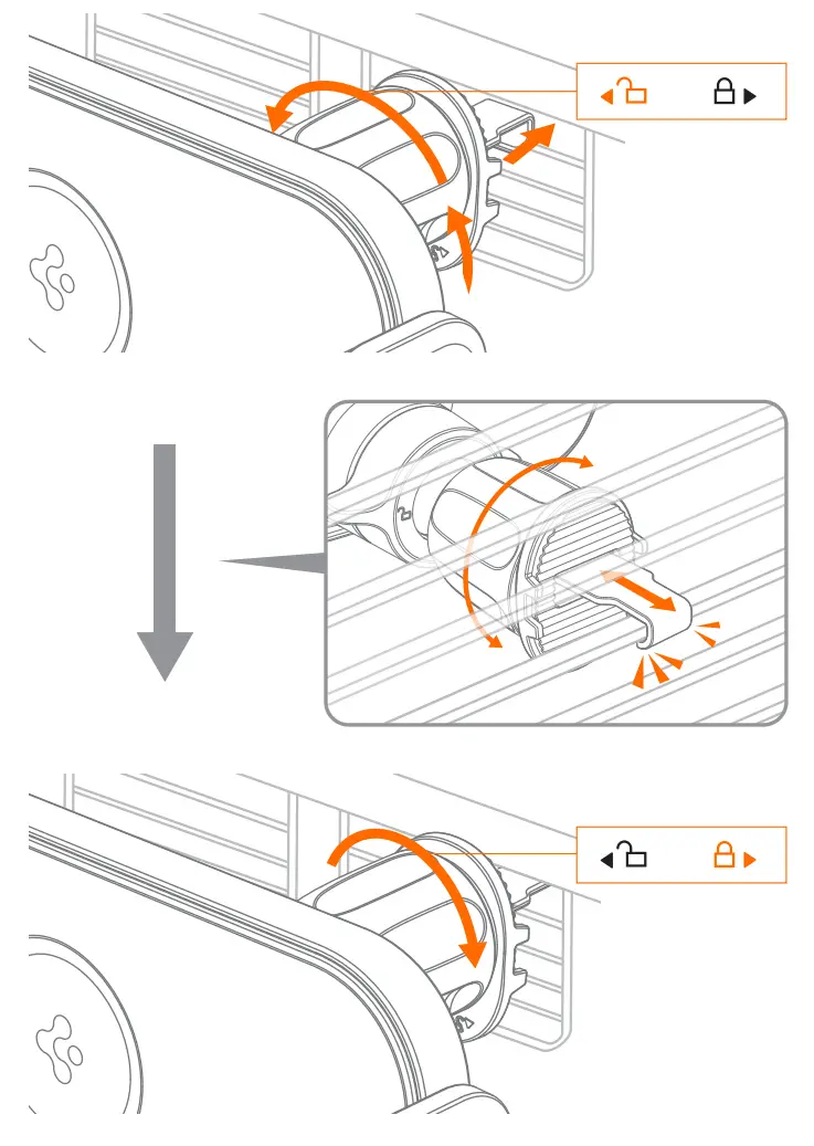 spigen GTS12W OneTap SmartLock Noiseless Wireless Car Charger - Vent Clip Assembly 1