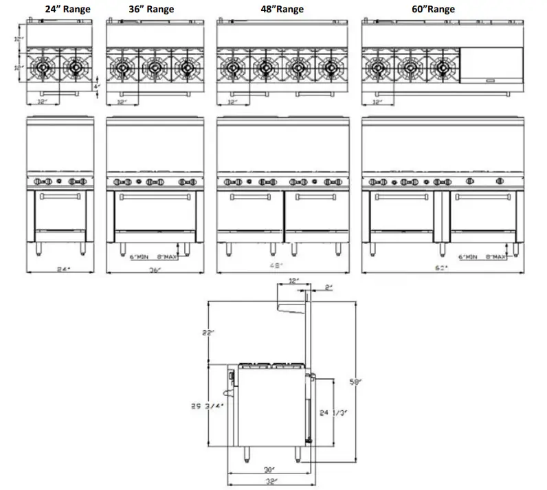 PATRIOT PT-R24 2 Burner Natural Gas Range - Figure 1