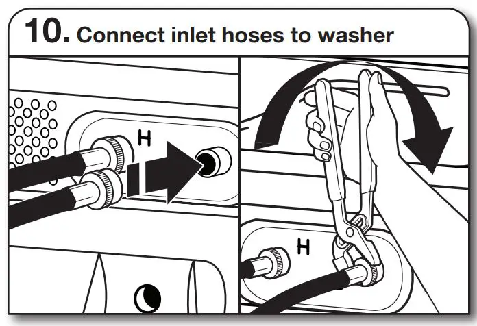 MAYTAG MHW8630HW Smart Front Load Washer Instruction Manual - Connect inlet hoses to washer