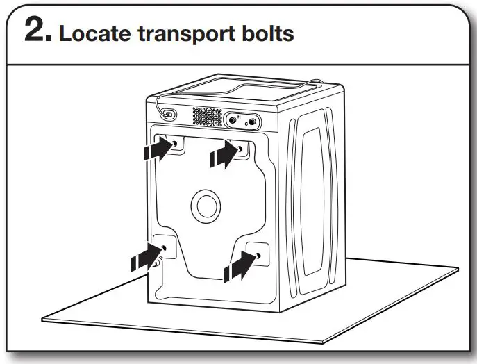 MAYTAG MHW8630HW Smart Front Load Washer Instruction Manual - Locate transport bolts
