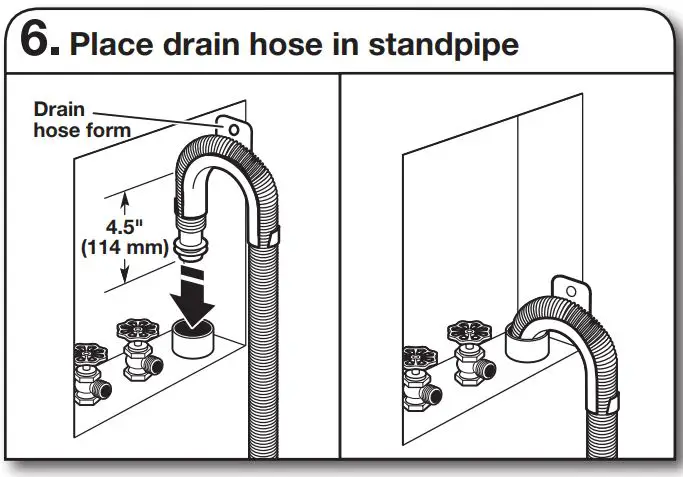 MAYTAG MHW8630HW Smart Front Load Washer Instruction Manual - Place drain hose in standpipe