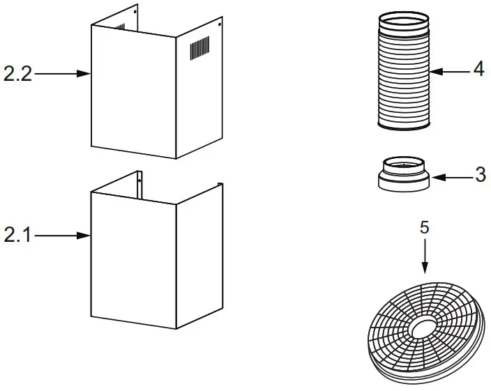 Master Kitchen 330364 Retro Rangehood - COMPONENTS