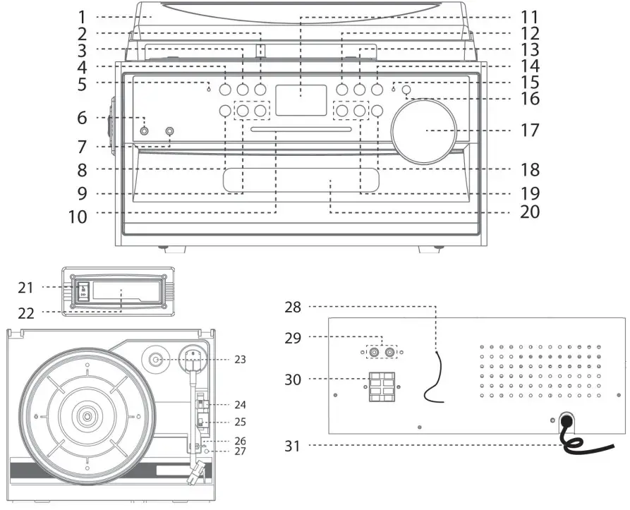 JENSEN JTA 475 3 Speed Stereo Turntable - Fig 3