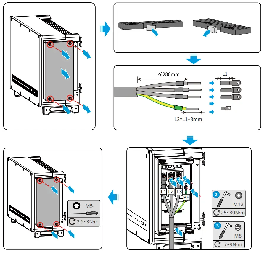 GOODWE GW250K HT HT Series Three Phase 6 12 MPPTs Solar Inverter AC Cable 1