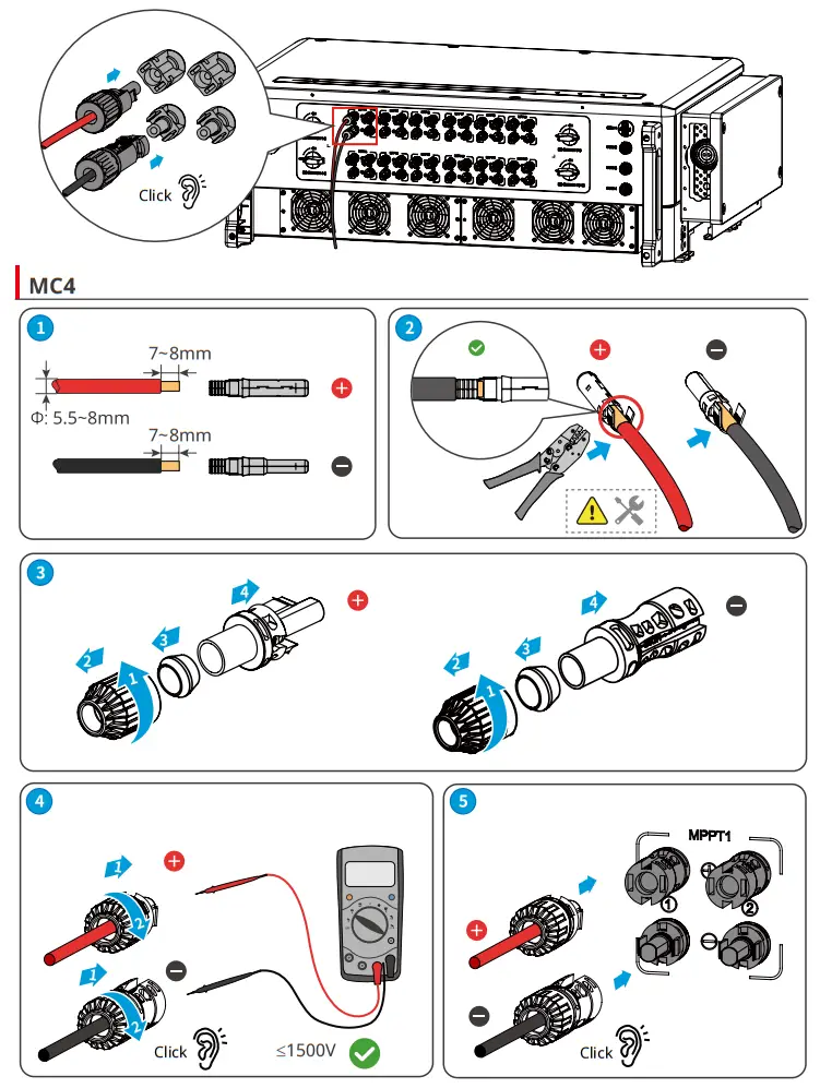 GOODWE GW250K HT HT Series Three Phase 6 12 MPPTs Solar Inverter DC Cable