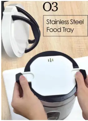 PowerPac-PPRC090-0-6L0-Portable-Rice-Cooker-with-Stainless-Steel-Food-Tray-fig-5