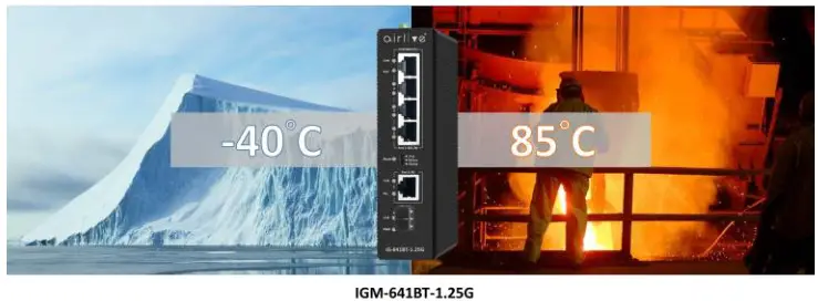 airlive Industrial Unmanaged Gigabit POE ++ Switch - Wide temperature coverage