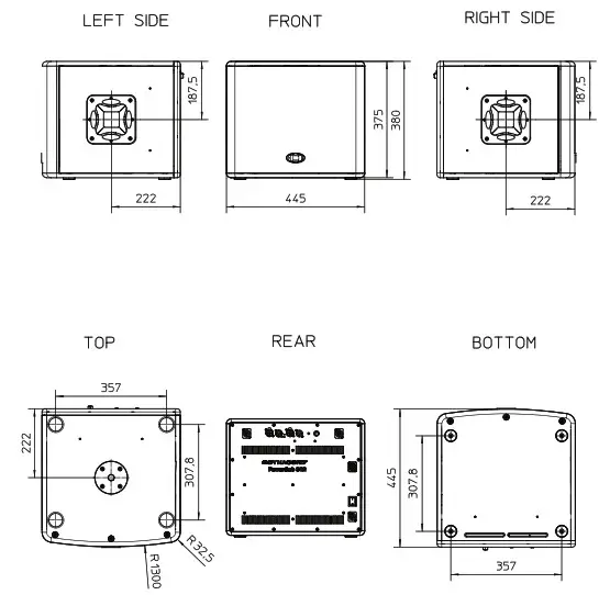 DYNACORD PowerSub 312 Powered 3 Channel Subwoofer - Dimensions