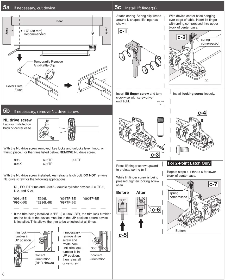 ALLEGION VON DUPRIN Rim Panic Exit Device - DEVICE INSTALLATION 1