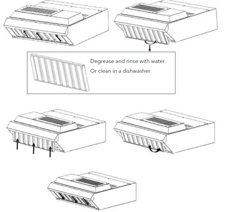 mychef Frontal steam condensation and odour hood with carbon filter 11