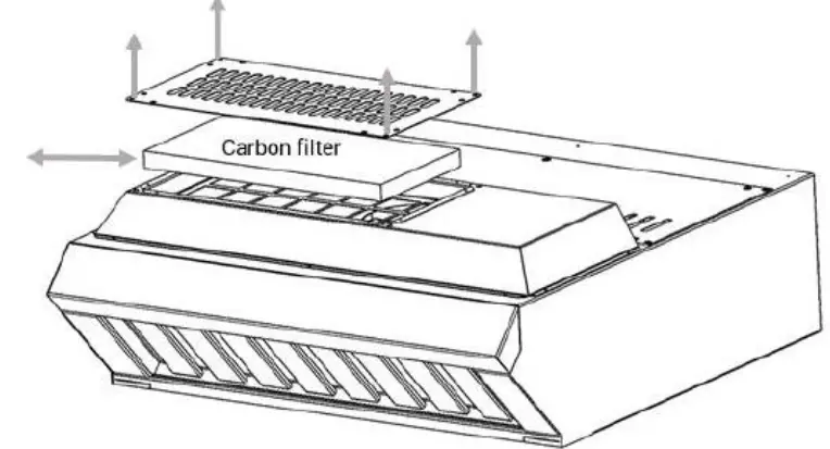 mychef Frontal steam condensation and odour hood with carbon filter 13