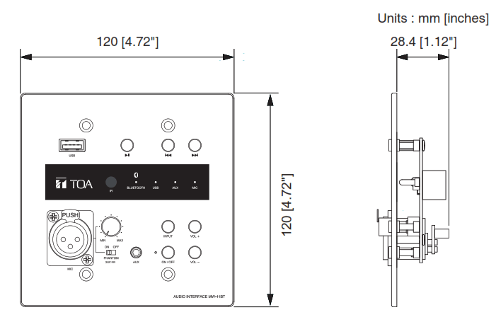 TOA MW-41BT Audio Interface with USB and Bluetooth - 5