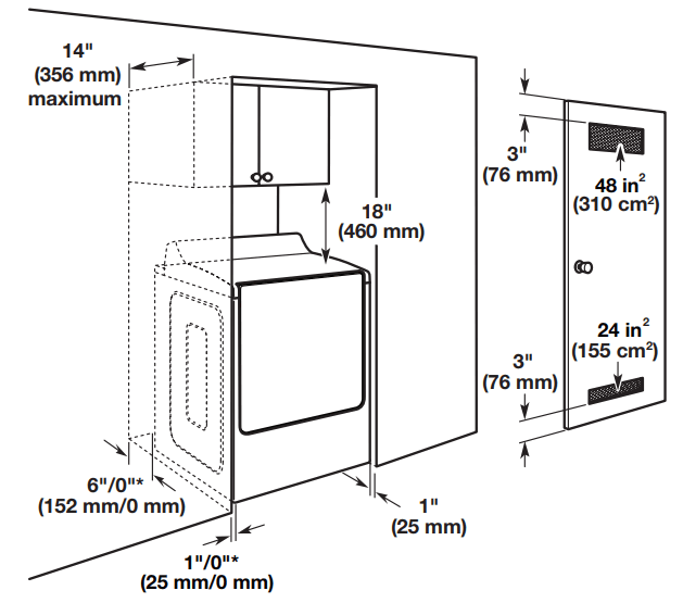 MAYTAG W11268643D Dryer - Spacing for recessed