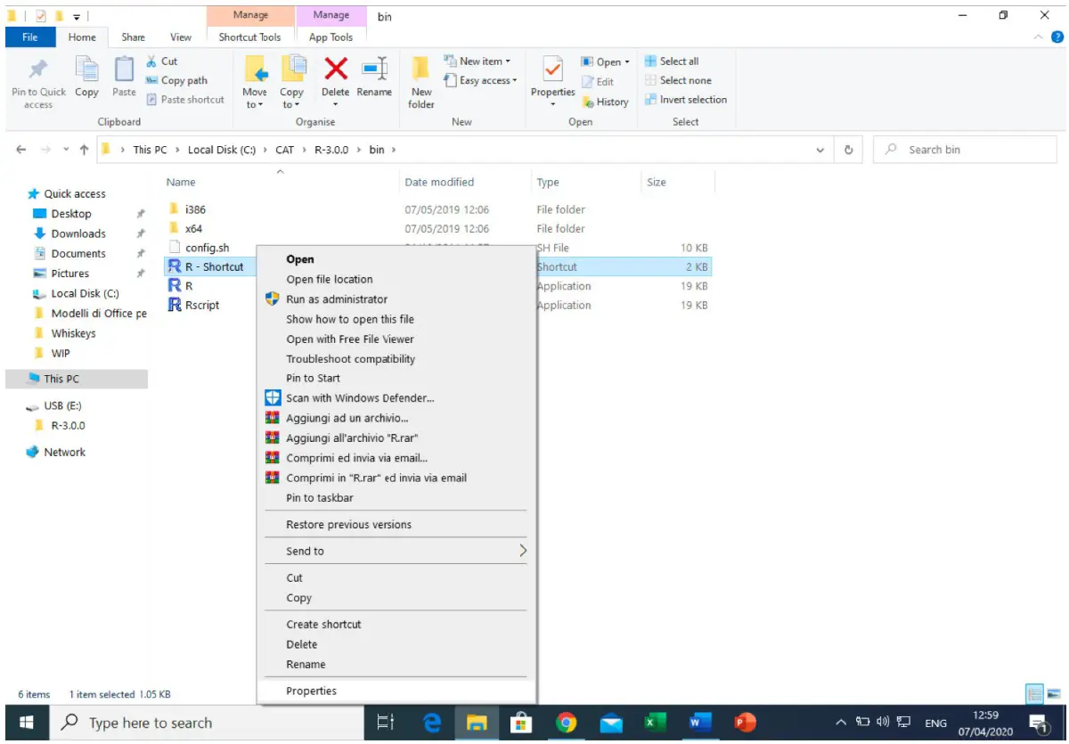 CAT software - right click on such link and select
