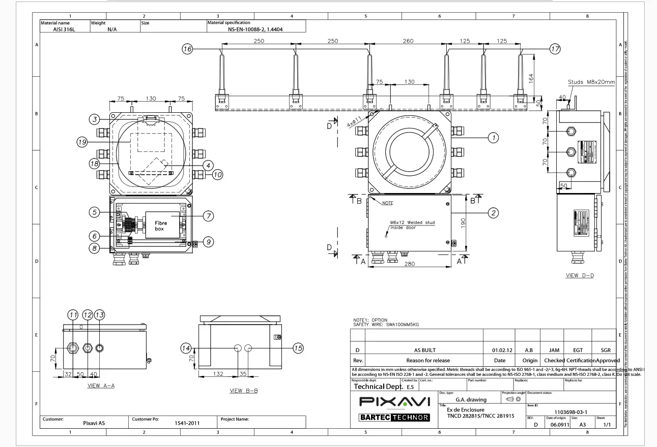 Pixavi EX-AP-A Zone 1 AP-Fiber Installation - Material Specification