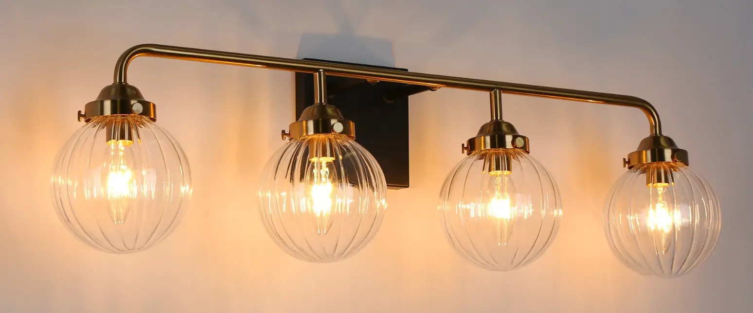 ZEVNI L3ABEFJUW20W4SI8 28.3-in 4-Light Black Transitional Vanity Light