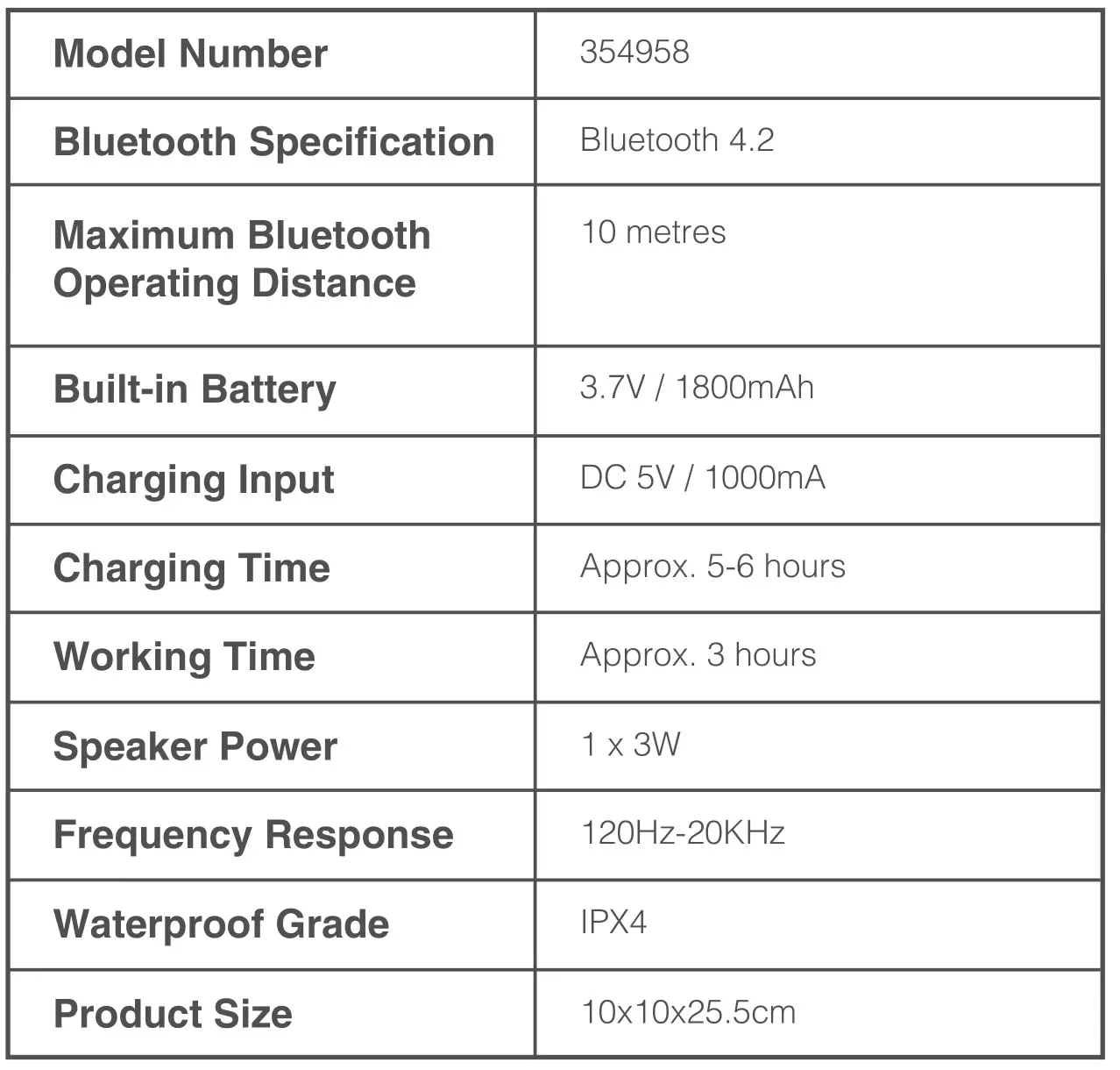 Goodmans 354958 Bluetooth Flame Speaker - Technical Specifications