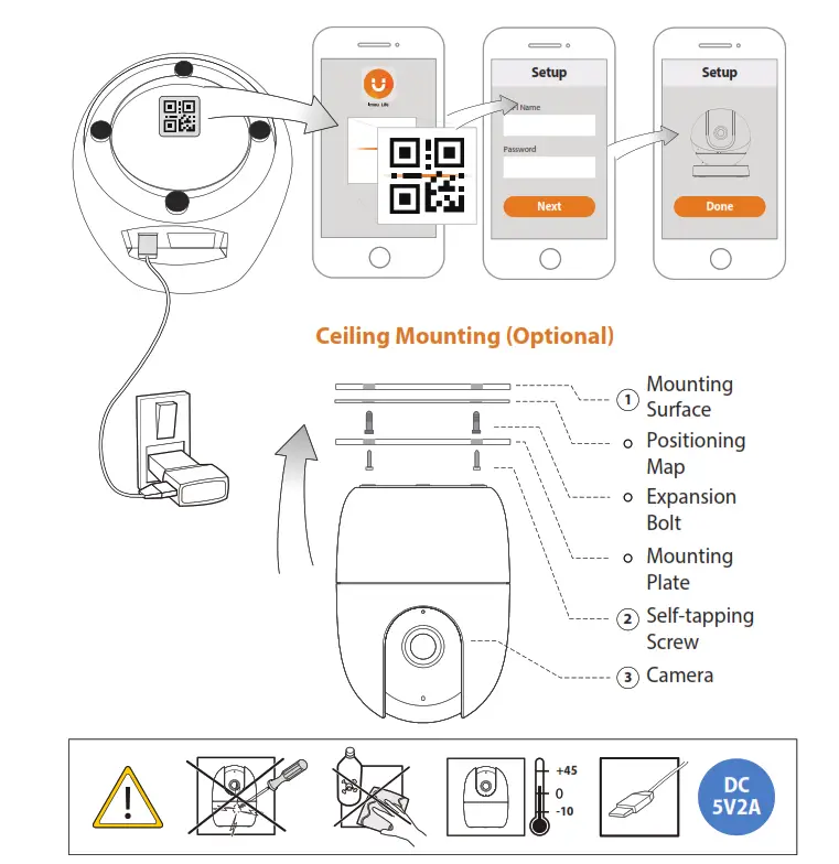 IMOU A22EP-V2 A1 2MP WiFi Pan and Tilt Camera --Ceiling Mounting