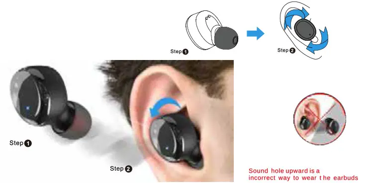 TOZO T6 Waterproof Wireless Earbuds - Wearing Steps