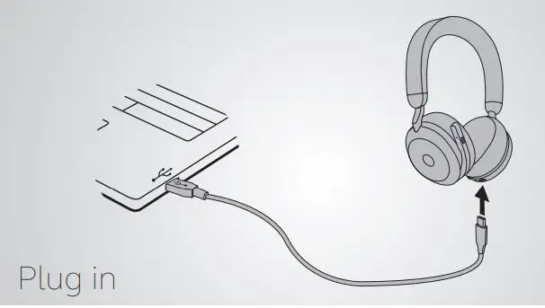 Jabra EVOLVE2 75 Wireless Bluetooth Headphone User Guide - PC Using USB cable