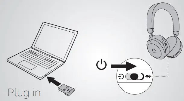 Jabra EVOLVE2 75 Wireless Bluetooth Headphone User Guide - PC Using dongle