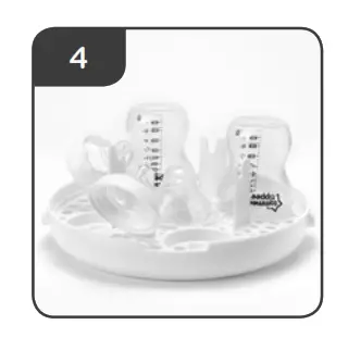 Using your Microwave Steam Steriliser Place the bottle parts 4