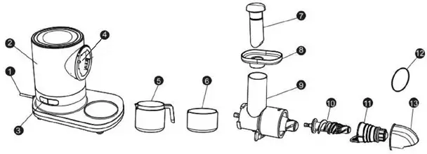 LENOXX SJ150 Cold Press Slow Juicer- COMPONENTS