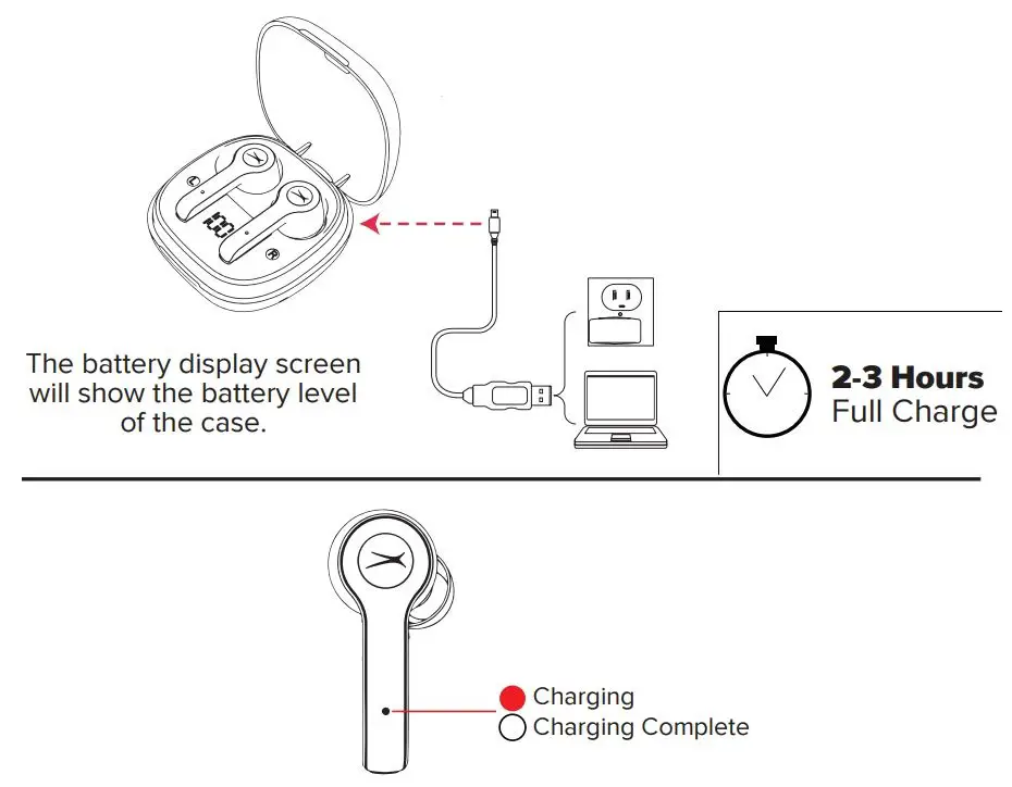 ALTEC MZX634N True Evo Air Wireless Earphones User Guide - Charging