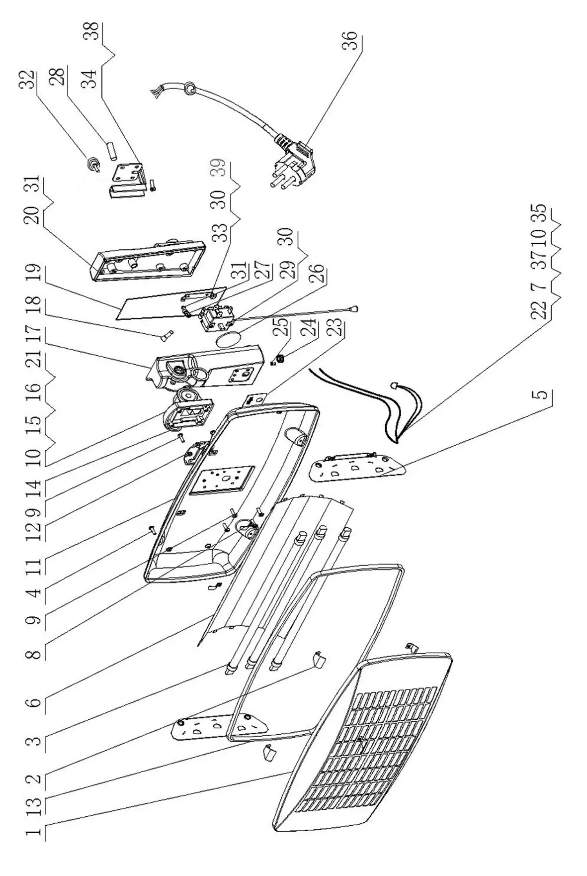 Clarke 6939004 Infrared Quartz Wall Heater- PARTS DIAGRAM