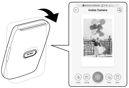 FUJIFILM Instax Mini Link Smartphone Printer- Charging the Batter_Tap- Stand the printer up to switch to Print mode.