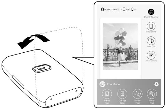 FUJIFILM Instax Mini Link Smartphone Printer- Connecting and Printing_ Tap_Stand the printer up to switch to Print mode.