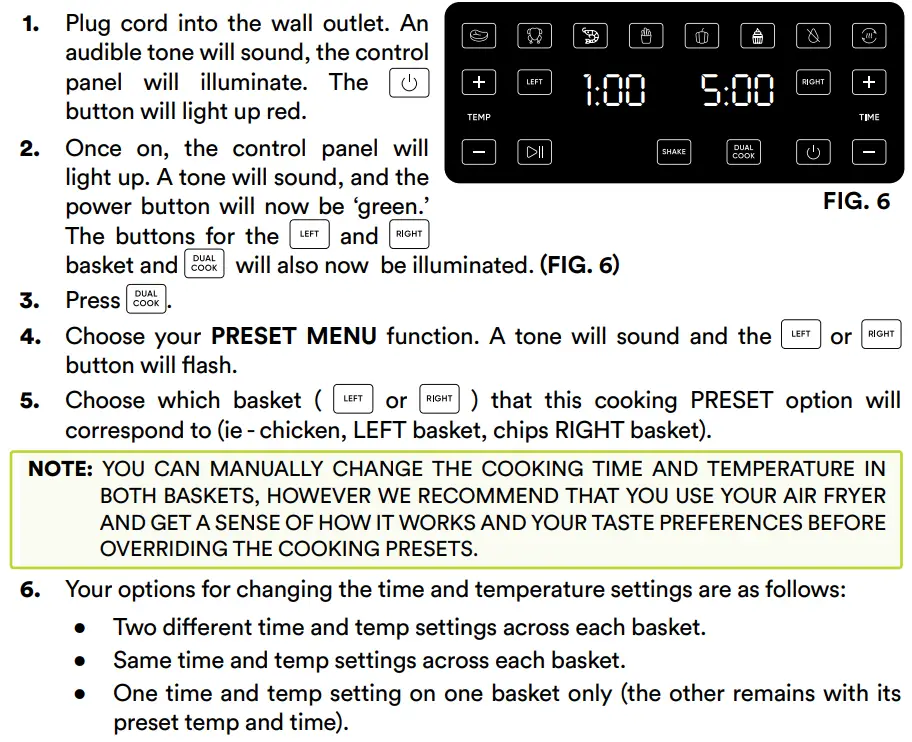 Soho SO-80 DAF Family Chef Duo User Manual - DUAL BASKET MANUAL OPERATION