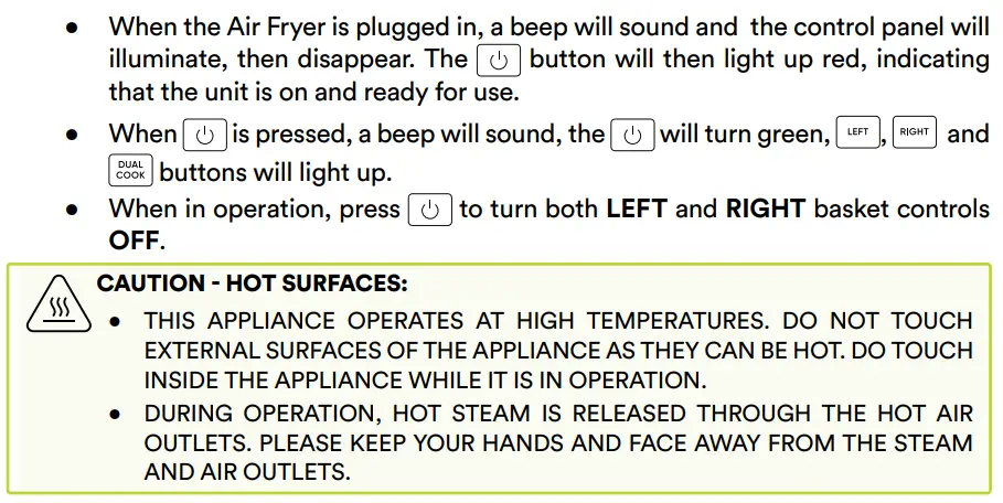 Soho SO-80 DAF Family Chef Duo User Manual - ON off
